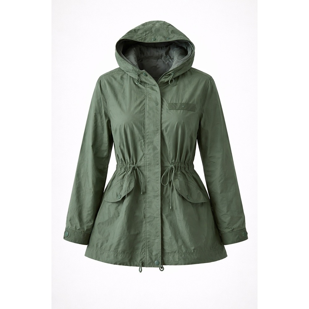Tommy Hilfiger Women's XL Army Green Rain Resistant Utility Fashion Jacket Long